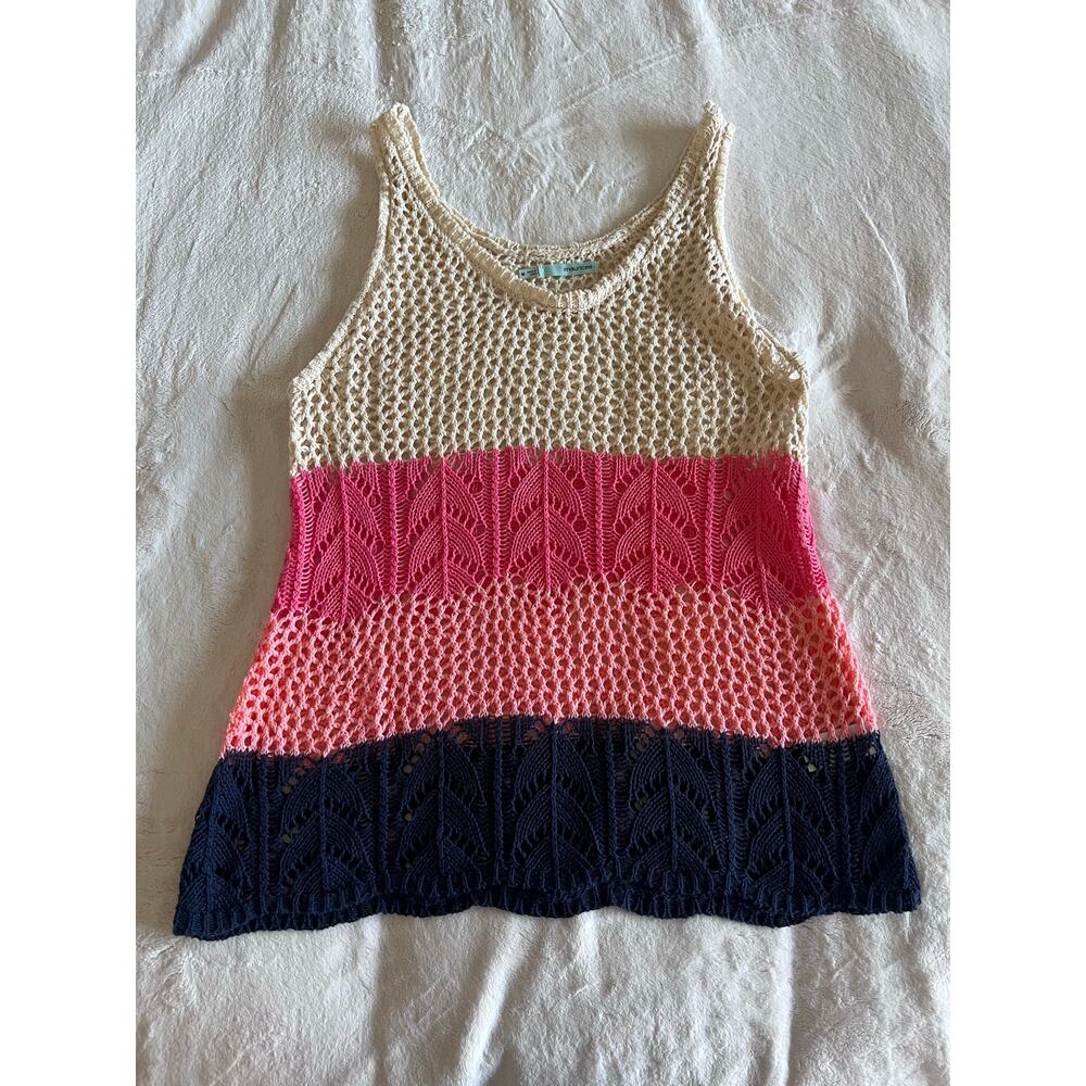 Maurices Loose Open Knit Color Block Tank Top – Size Medium Coastal